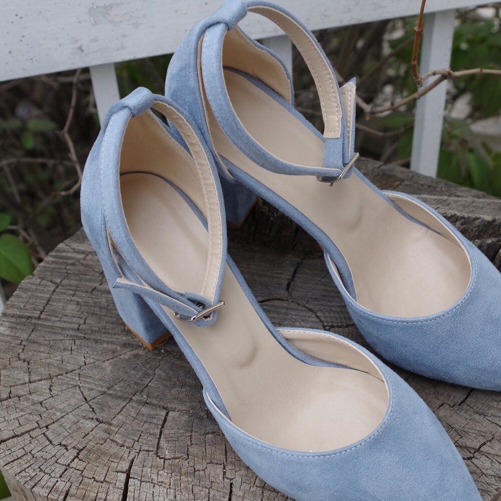 Blue Suede High Heel Shoes Made Turkey Size Eur36